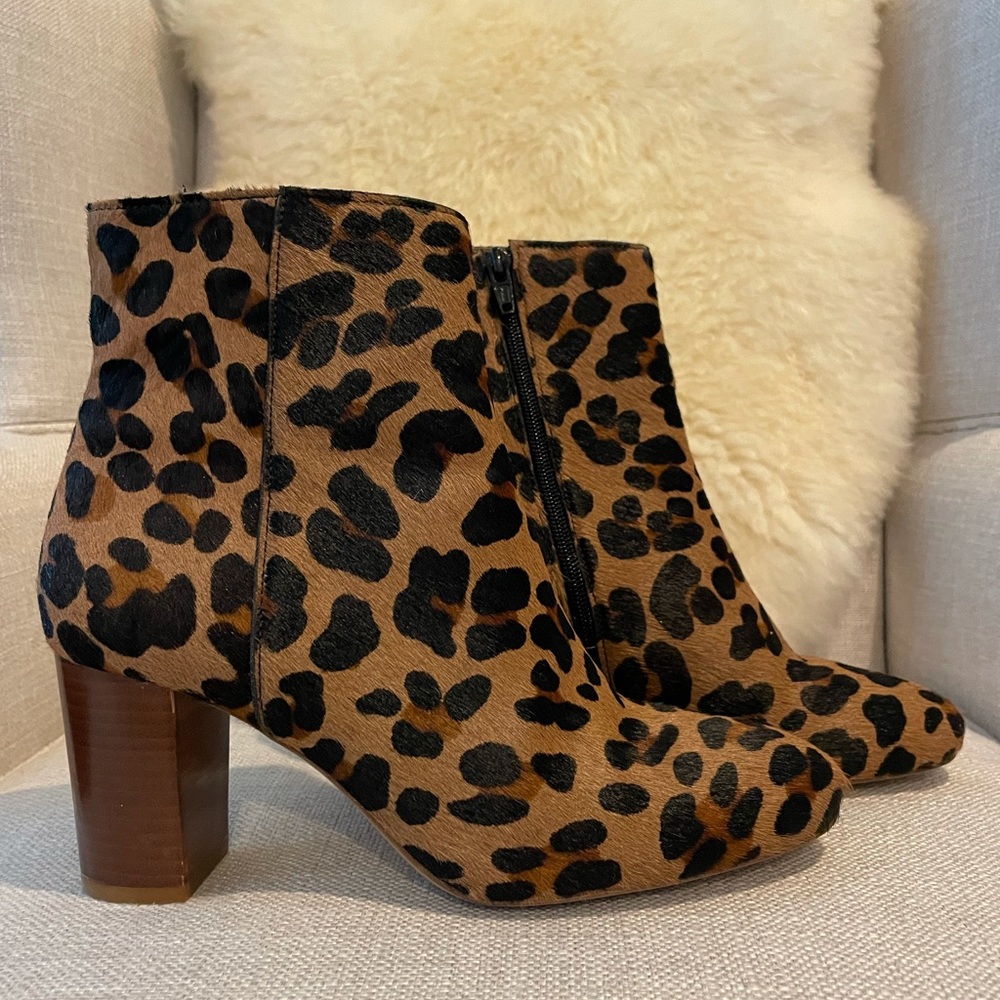 Sezane Leopard Pony Hair Calfskin Boots